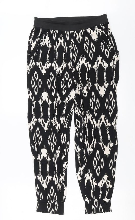 Liquid Womens Black Geometric  Trousers  Size M L27 in