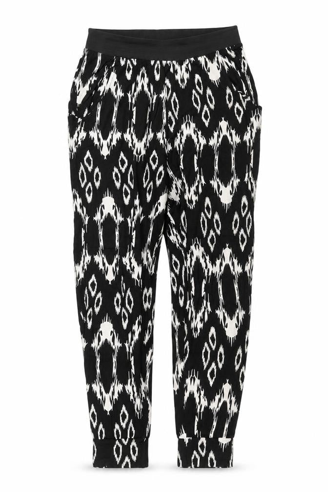 Liquid Womens Black Geometric  Trousers  Size M L27 in