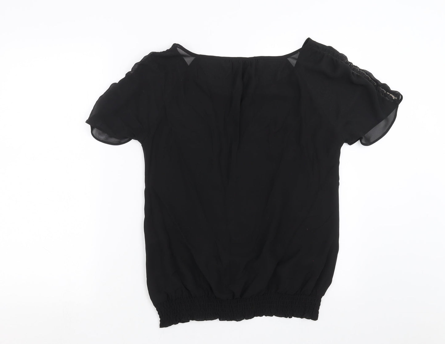 Debenhams Womens Black   Basic Blouse Size 10  - Sequin Flowers