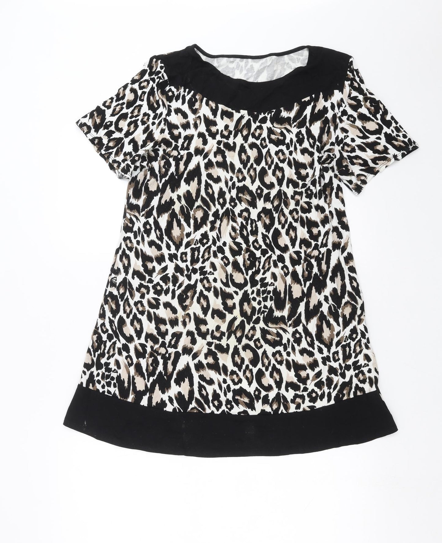 Preworn Womens Black Animal Print  Basic T-Shirt Size 14