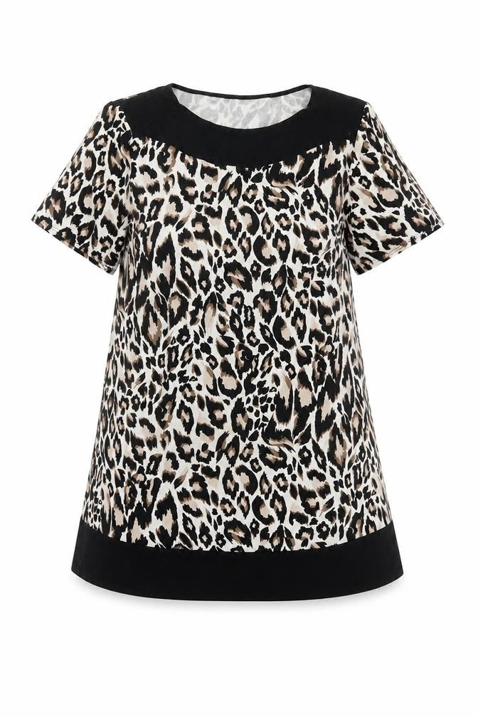 Preworn Womens Black Animal Print  Basic T-Shirt Size 14