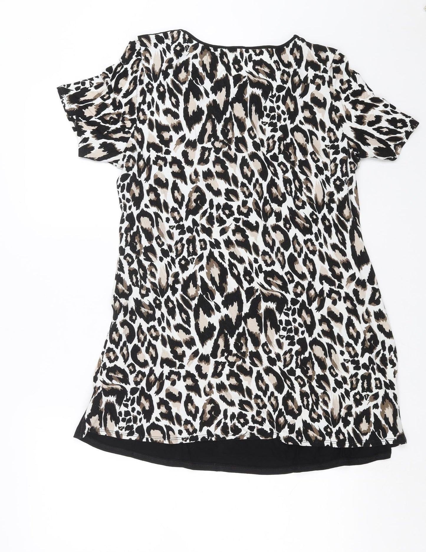 Preworn Womens Black Animal Print  Basic T-Shirt Size 14