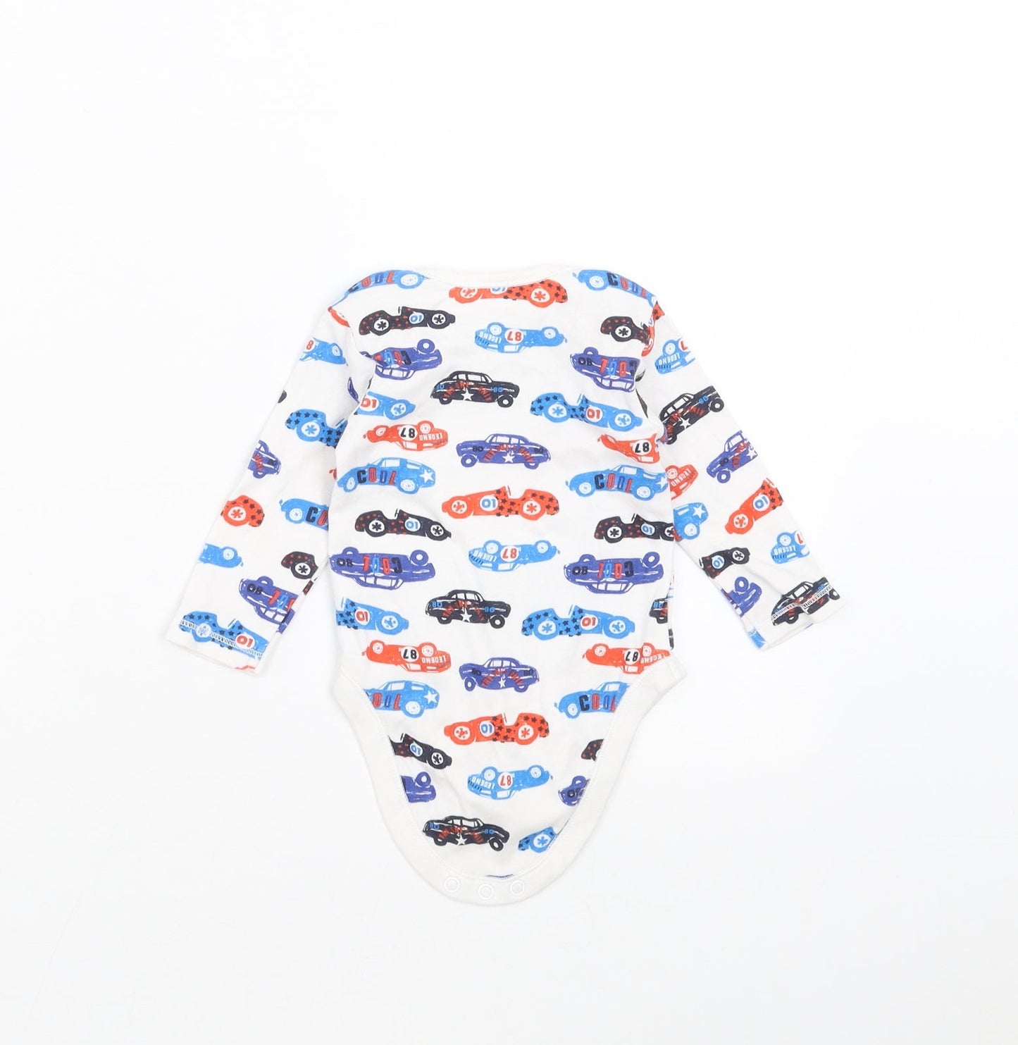 Nutmeg Baby White   Babygrow One-Piece Size 3-6 Months  - cars