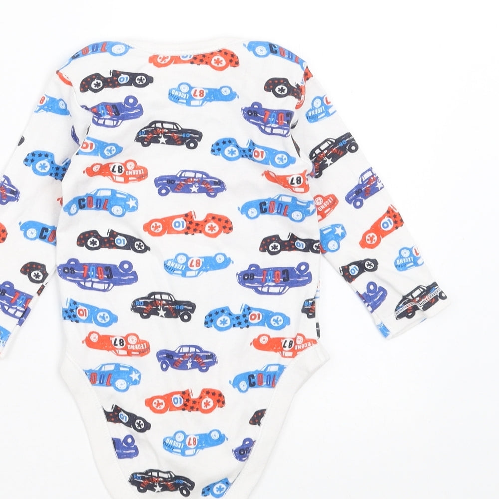 Nutmeg Baby White   Babygrow One-Piece Size 3-6 Months  - cars