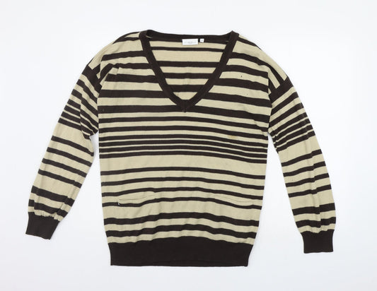 New Look Womens Beige Striped  Pullover Jumper Size 10