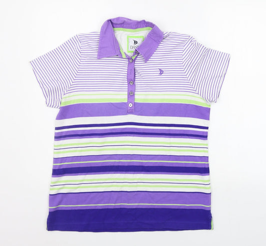 DASH Mens Purple Striped   Polo Size 16