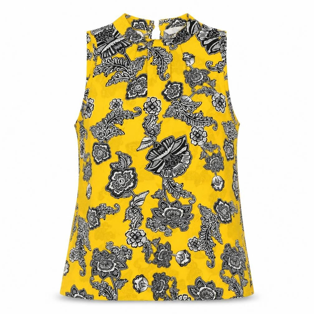 Peacocks Womens Yellow Floral  Basic Blouse Size 12