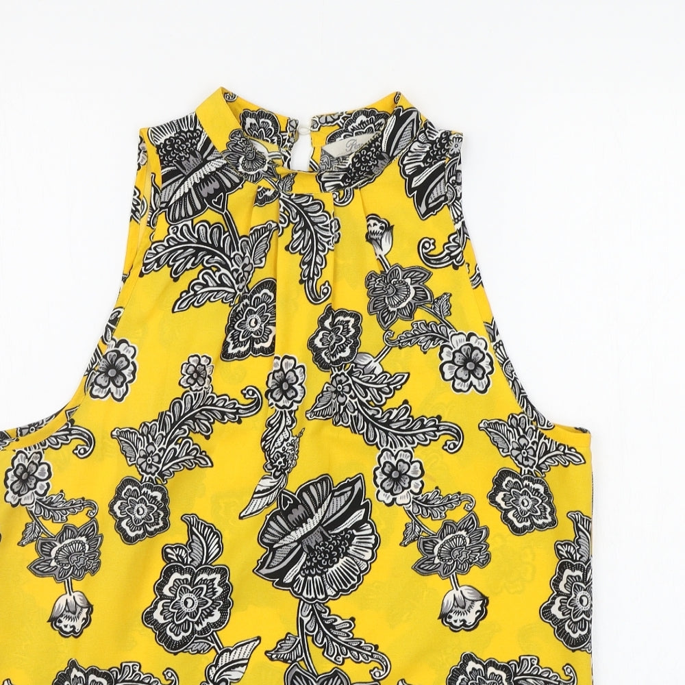 Peacocks Womens Yellow Floral  Basic Blouse Size 12