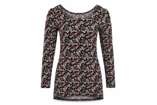 Divided Womens Black Floral  A-Line  Size 10