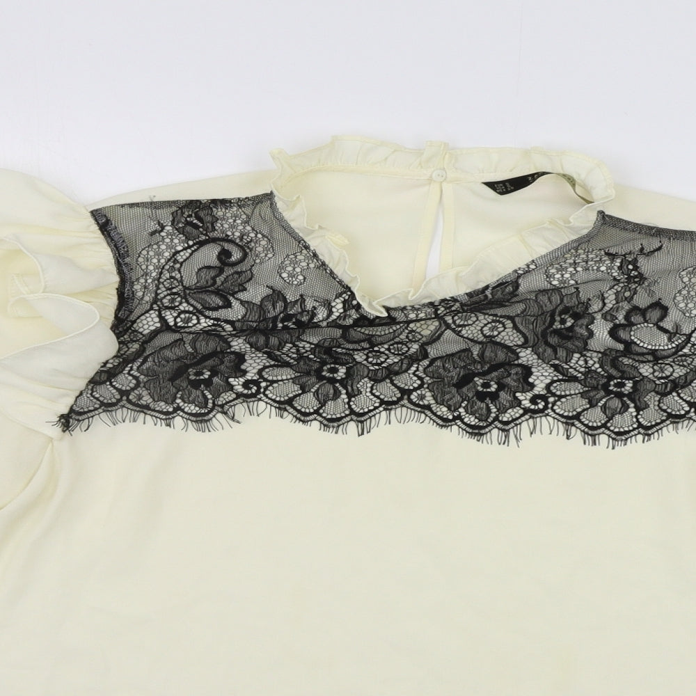 Zara Womens Yellow Geometric  Basic Blouse Size S