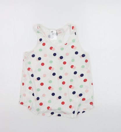 Additional front view of H&M girls’ white polka dot basic tank, size 11-12, years