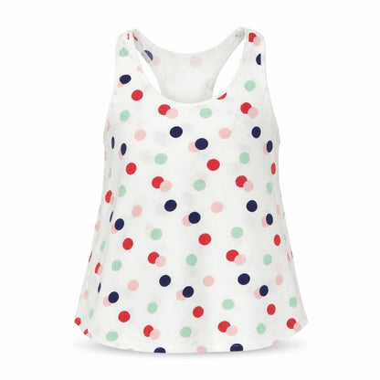 Front view of H&M girls’ white polka dot basic tank, size 11-12, years