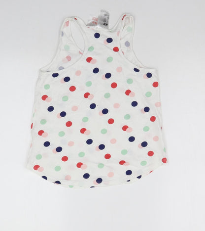 Back view of H&M girls’ white polka dot basic tank, size 11-12, years
