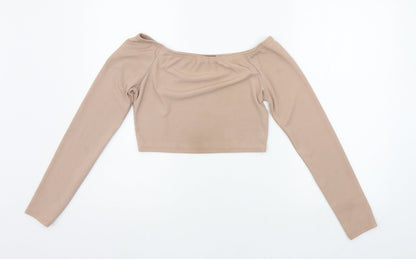 PRETTYLITTLETHING Womens Beige   Basic Blouse Size 10