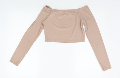 PRETTYLITTLETHING Womens Beige   Basic Blouse Size 10