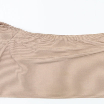 PRETTYLITTLETHING Womens Beige   Basic Blouse Size 10