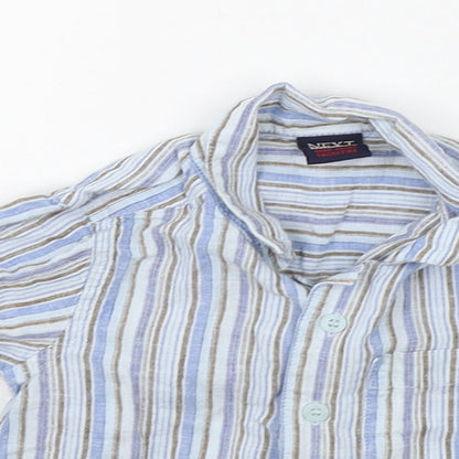 Close-up detail of Next Baby Blue Striped Basic Button-Up, size 3-6, Months