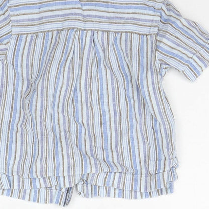 Brand and care label for Next Baby Blue Striped Basic Button-Up, size 3-6, Months