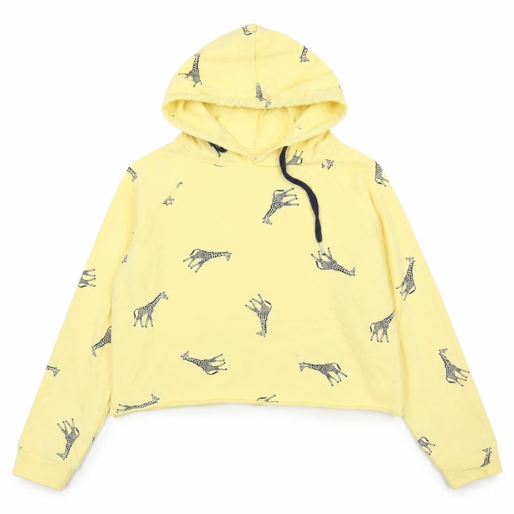 Messy Bun Womens Yellow   Pullover Hoodie Size M