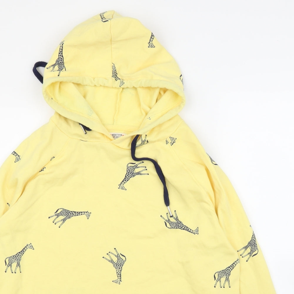 Messy Bun Womens Yellow   Pullover Hoodie Size M