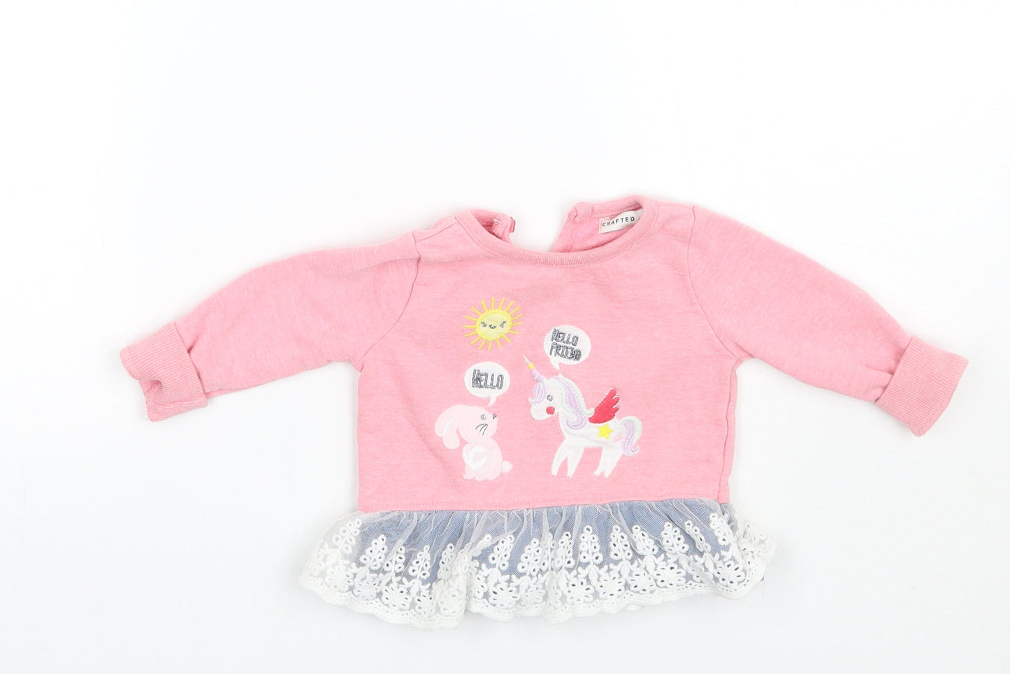 Crafted Girls Pink   Pullover Jumper Size 3-6 Months