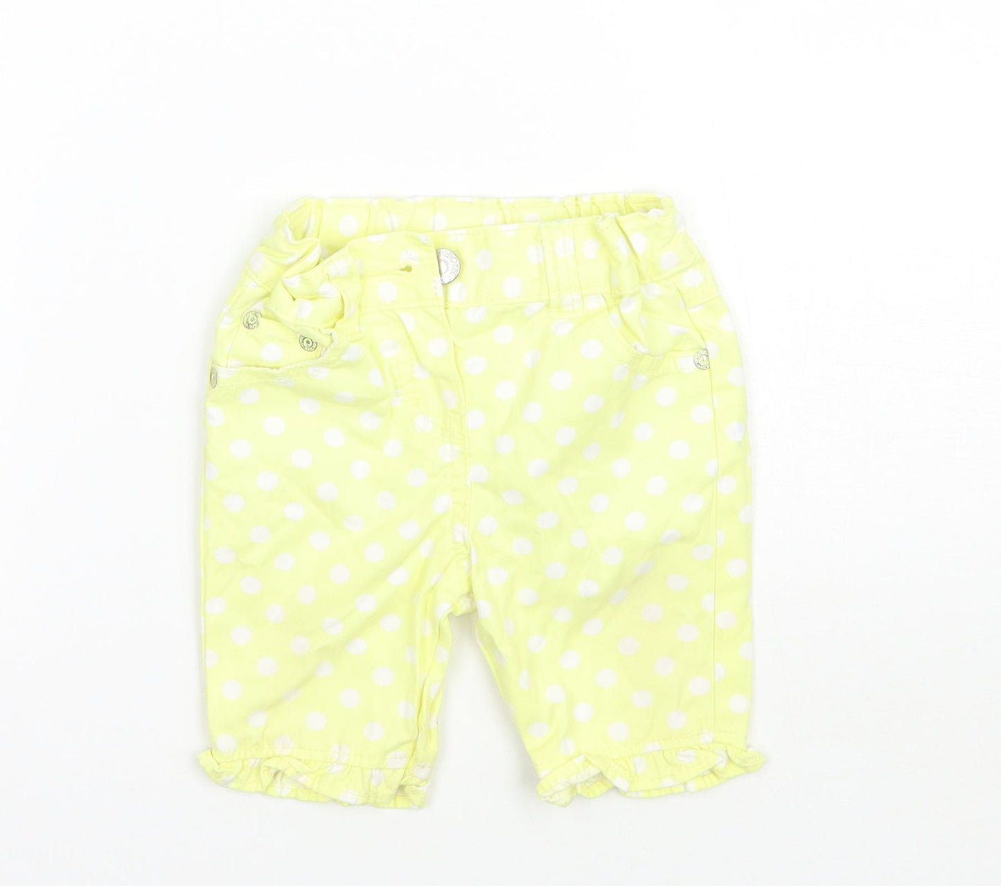 Cherokee Girls Yellow Polka Dot  Cropped Jeans Size 9-12 Months