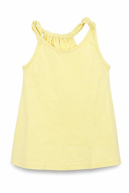 Front view of Nutmeg girls’ yellow basic tank, size 6-7, years
