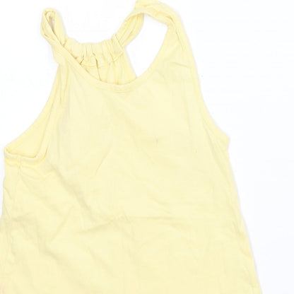 Close-up detail of Nutmeg girls’ yellow basic tank, size 6-7, years