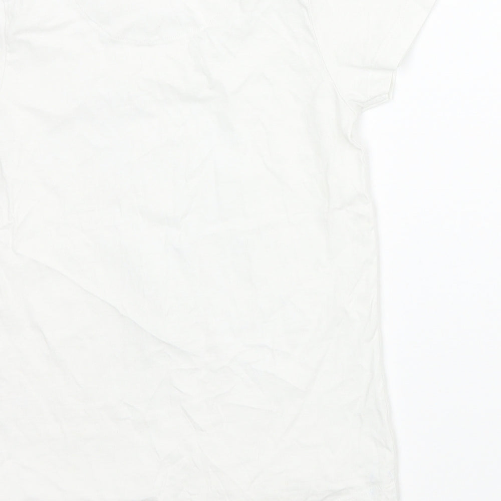 TU Girls White Animal Print  Basic T-Shirt Size 7-8 Years