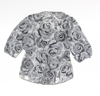 Per Una Womens Grey Floral  Basic Blouse Size 16