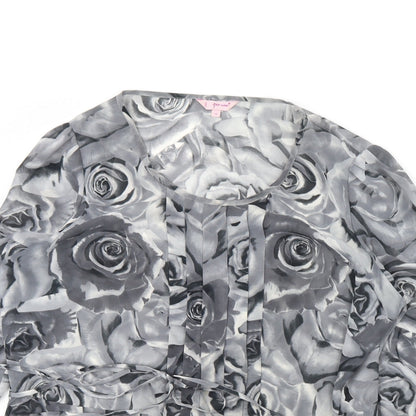 Per Una Womens Grey Floral  Basic Blouse Size 16