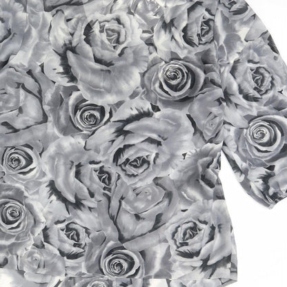 Per Una Womens Grey Floral  Basic Blouse Size 16