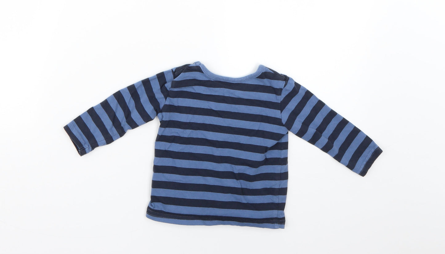 George Baby Blue Striped  Basic T-Shirt Size 6-9 Months