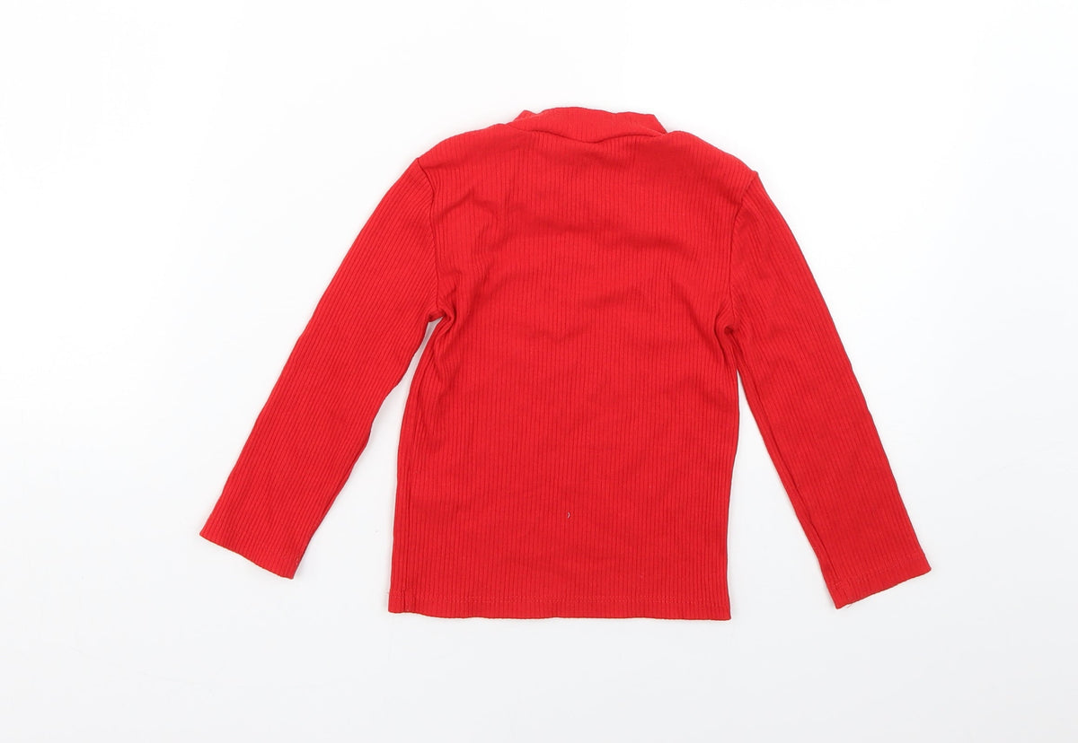 Back view of F&F girls’ red basic t-shirt, size 3-4, years