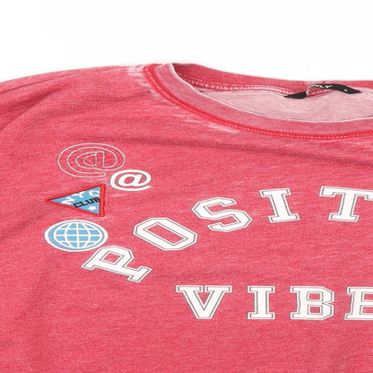 Close-up detail of Only men’s red geometric jumper, size M