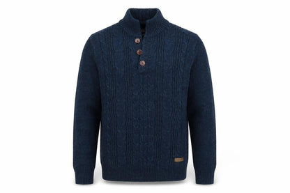 Front view of Easy men’s blue jumper, size M