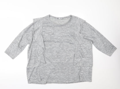 Additional front view of Red Herring women’s grey basic blouse, size UK 20