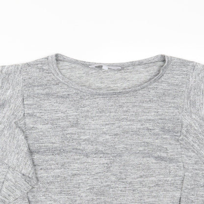 Close-up detail of Red Herring women’s grey basic blouse, size UK 20