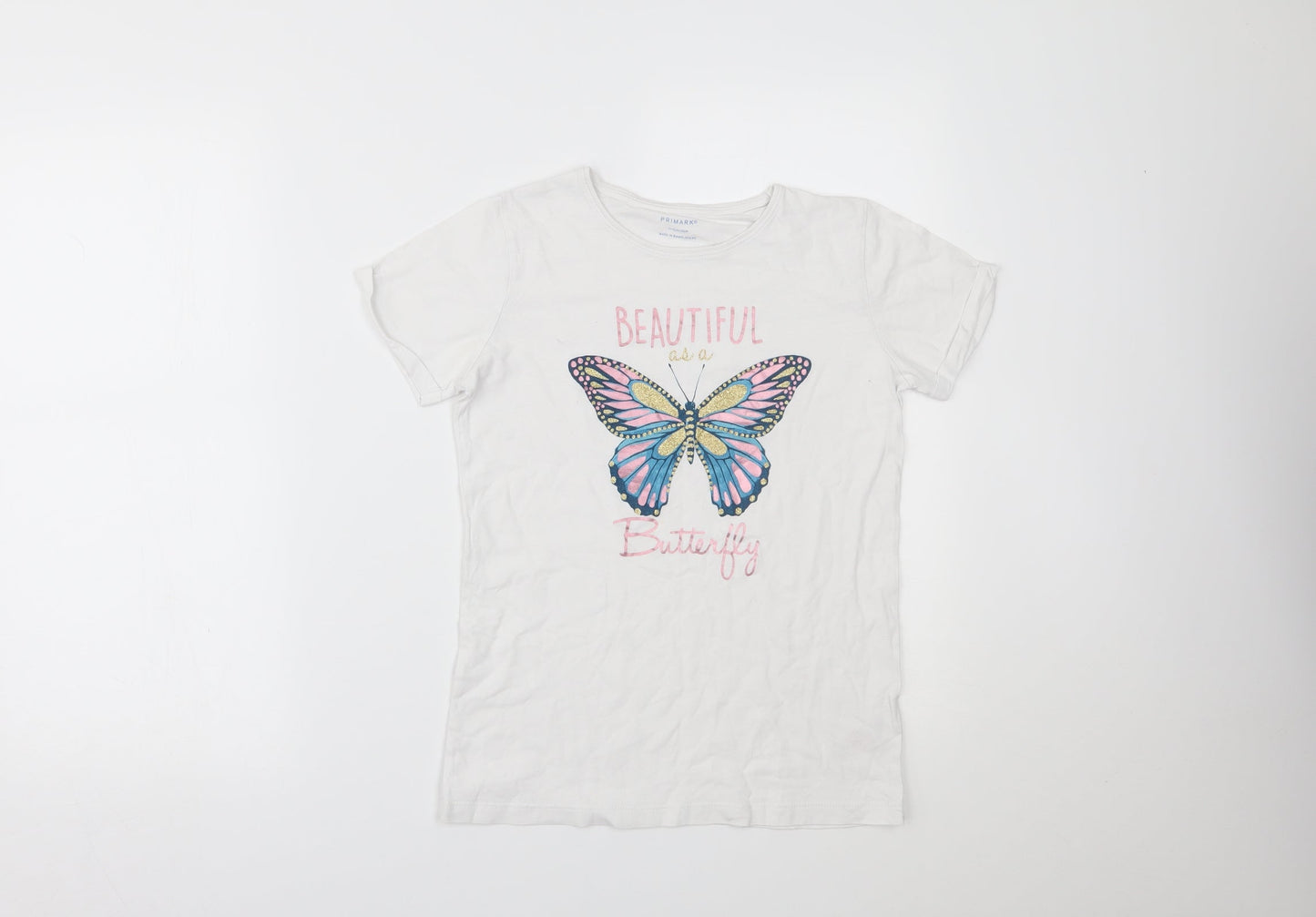 Primark Girls White   Pullover T-Shirt Size 11-12 Years