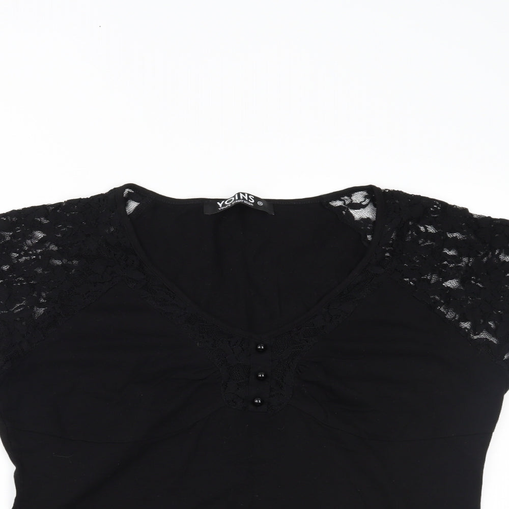 Yoins Womens Black   Basic Blouse Size 2XL