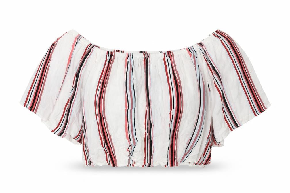 TALLY WEiJL Womens Multicoloured Striped  Cropped Blouse Size S