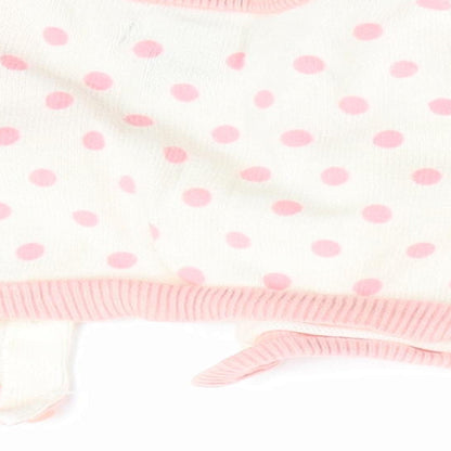 Brand and care label for Gap girls’ pink polka dot cardigan jumper, size 3-6, months