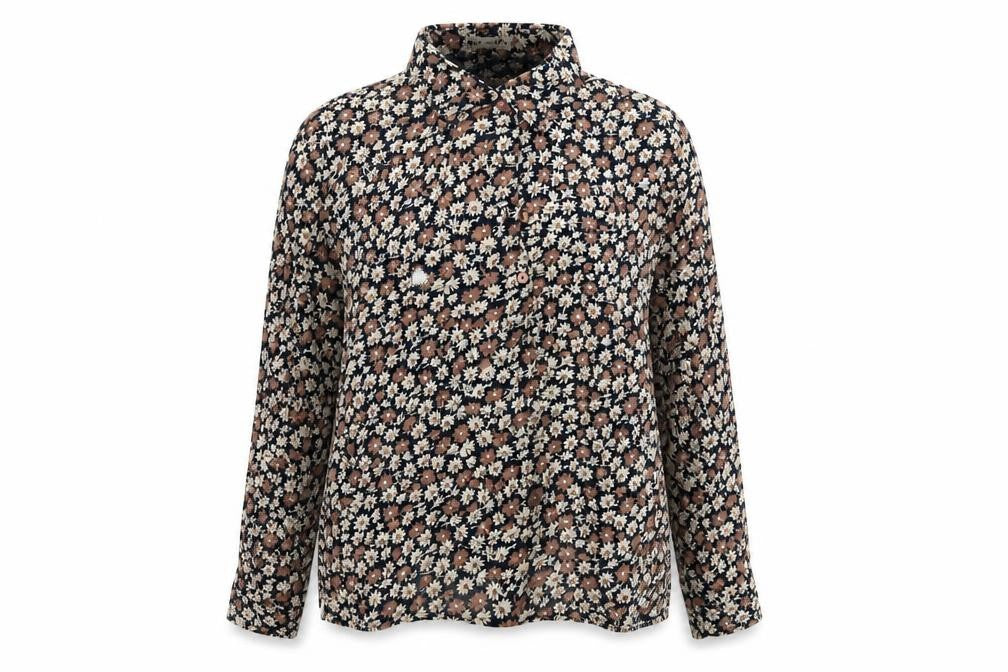 Alice Collins Womens Brown Floral  Basic Blouse Size XL