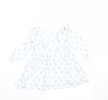 Additional front view of Matalan girls’ blue floral a-line, size 3-6, months