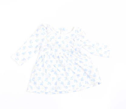 Back view of Matalan girls’ blue floral a-line, size 3-6, months