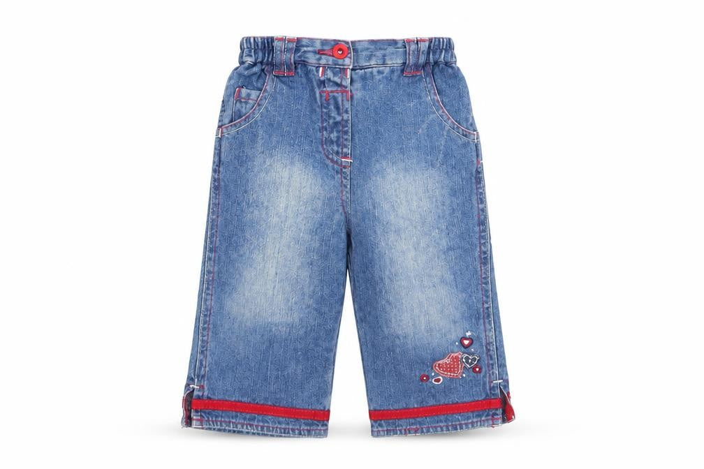 George Girls Blue   Cargo Jeans Size 6-9 Months  - Heart motif on lower leg