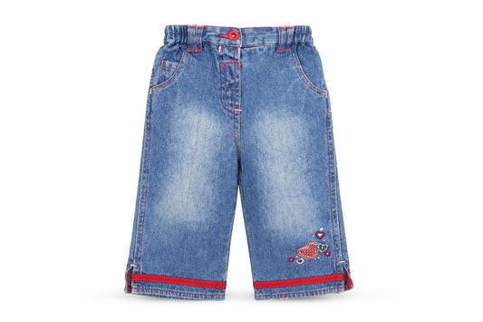 George Girls Blue   Cargo Jeans Size 6-9 Months  - Heart motif on lower leg