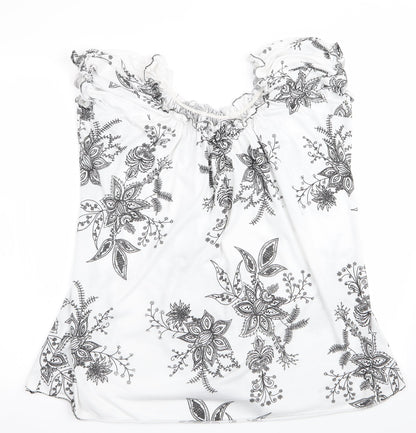 Preworn Womens Black Floral  Basic T-Shirt Size 2XL  - Elasticated neckline