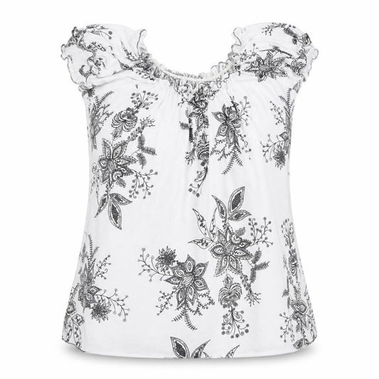 Preworn Womens Black Floral  Basic T-Shirt Size 2XL  - Elasticated neckline