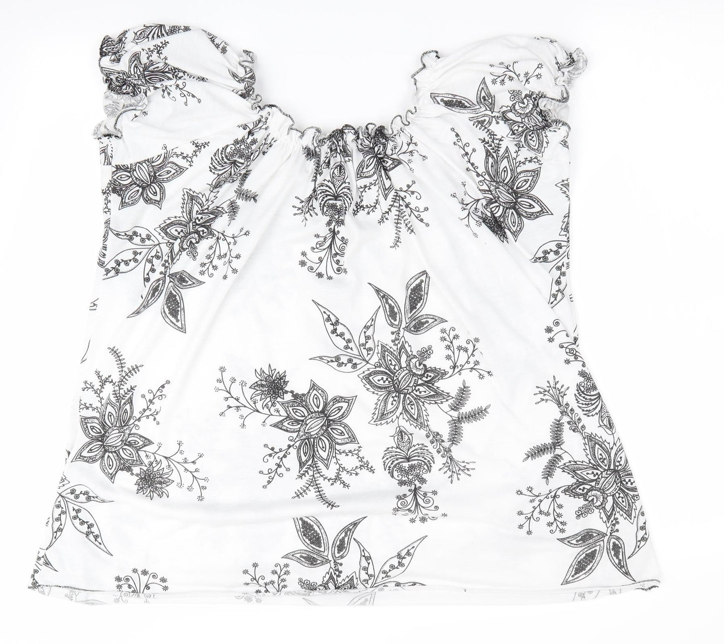 Preworn Womens Black Floral  Basic T-Shirt Size 2XL  - Elasticated neckline